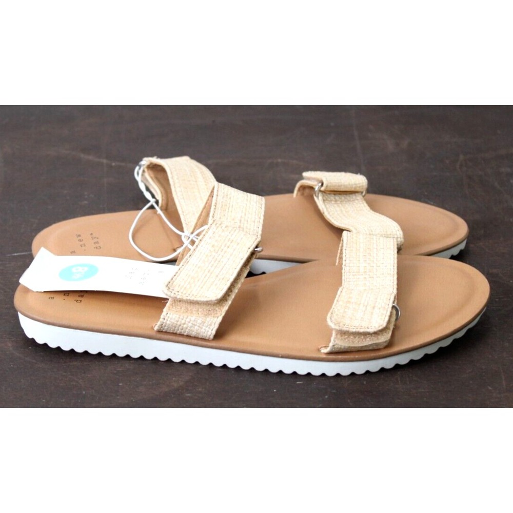 A New‎ Day Women's Tan Straw Two Band Slide Sandals Size 8.5